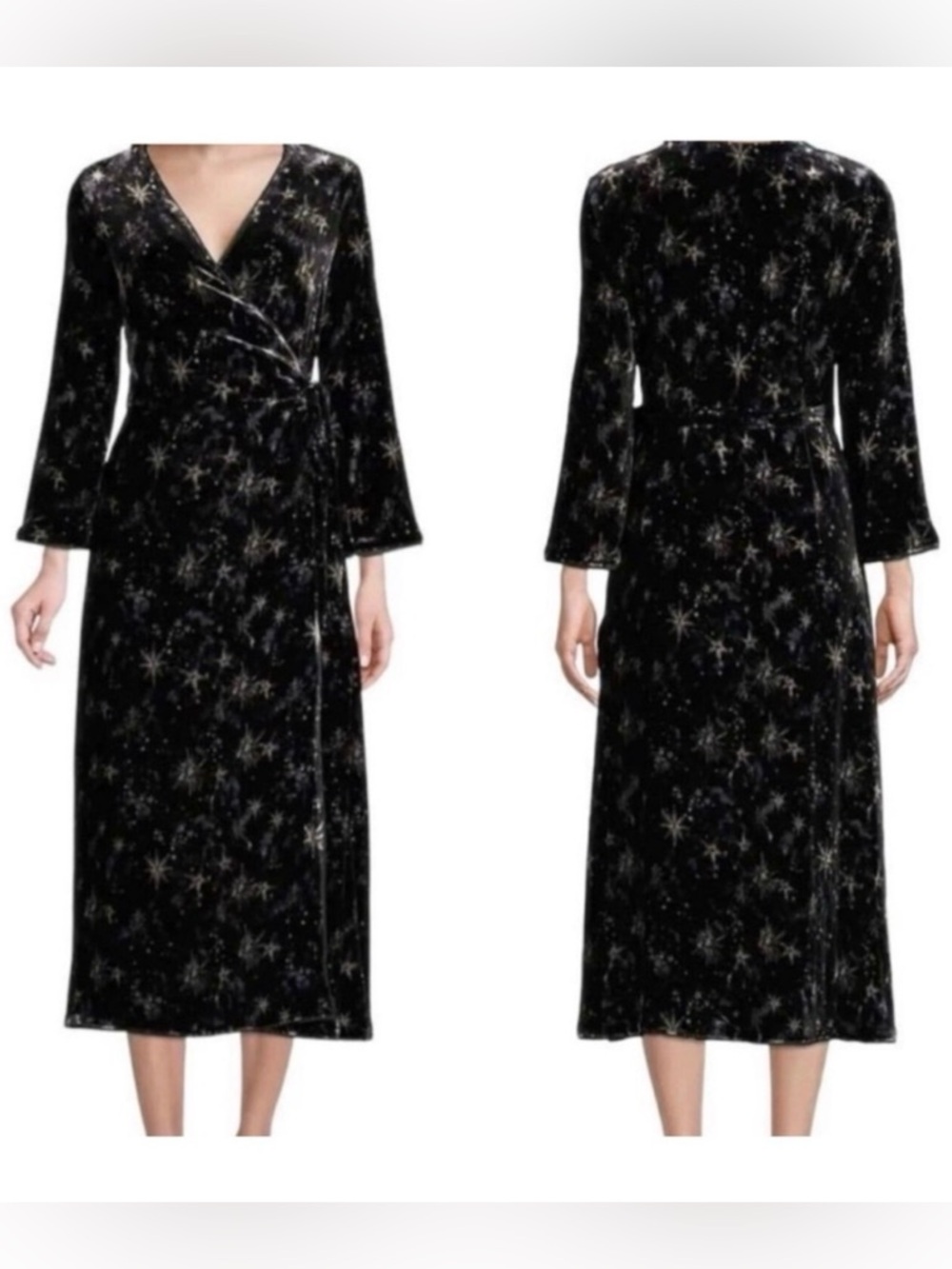 Johnny Was Stardust Velvet Kimono Wrap Dress L NWT